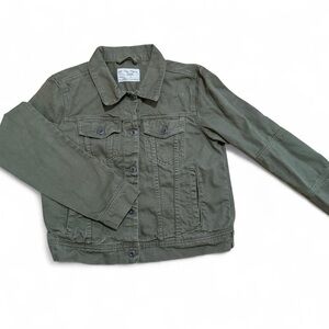 We The Free Olive Green Denim Trucker Jacket - Size Medium